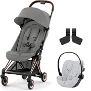 Коляска Cybex Coya Rosegold Frame Cloud G i-Size Fog Grey Mirage Grey с дождевиком и бампером