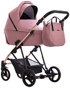 Детская коляска Bebetto Yoddi Premium Class 2 в 1 05 розовая кожа рама бронза