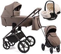 Детская коляска Peppy Monaco Thermo 3 в 1 с автокреслом Verona Beige Mocca (кофе), рама серо-коричневая