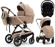 Коляска Agex Prima Pro 3 в 1 с автокреслом i-Team ATB526 Black APP232 Beige (Бежевый)