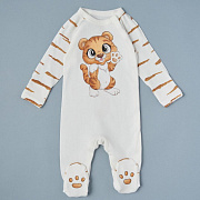 Комбинезон-асим на кнопках Little Star Тигренок 30-8692 (ЧЗ-мз) крем 62