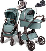 Детская коляска AmaroBaby Motus Premium Ecco Exclusive 4 в 1 с автокреслом Rant Miro Beige и базой лагуна