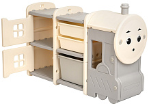 Стеллаж для игрушек Pituso Паровозик с ящиками Grey/Серый-белый