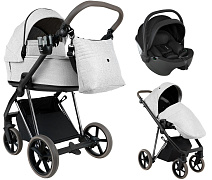 Детская коляска Roan Sol Vintage Luxury 2.0 3 в 1 с автокреслом Pituso Baesa Pro Black PIX/50/L Pixel/Light/Black/руч.Cappuccino