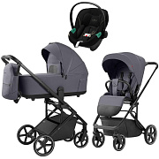 Коляска Carrello Alfa CRL-6522 2025 Cybex Aton S2 i-Size Moon Black 3 в 1 Fashion Grey