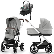 Коляска Cybex Talos S Lux SLV complete Aton S2 Lava Grey Base One 4 в 1 Stone Grey с дождевиками