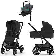 Коляска Cybex Talos S Lux BLK complete Aton B2 Steel Grey Base One 4 в 1 Moon Black с дождевиками