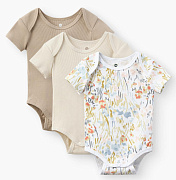 Боди детское Happy Baby 3 шт. 90133-0 ЧЗ цветы/flowers 62