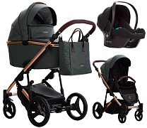 Детская коляска Bebetto Loren Stella Pro 3 в 1 с автокреслом Avionaut Cosmo 06 т.зеленая кожа