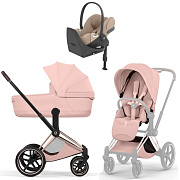 Коляска Cybex Priam V Rosegold Style Cloud T Cozy Beige Plus Base T 4 в 1 Peach Pink