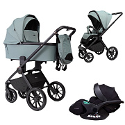 Детская коляска Peppy Monaco 3 в 1 с автокреслом Verona Black Mint (мятный), рама черная