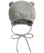 Шапочка вязаная AmaroBaby Pure Love Pompony с подкладом ЧЗ серый 38