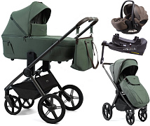 Детская коляска Peppy Monaco Thermo 4 в 1 с автокреслом Verona Brown и базой Green (зеленый), рама серо-коричневая