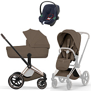 Коляска Cybex Priam V Rosegold Style Aton B2 Bay Blue 3 в 1 Coconut Brown