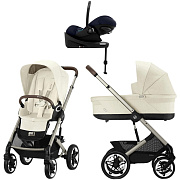Коляска Cybex Talos S Lux TPE complete Cloud G Ocean Blue Plus Base G 4 в 1 Seashell Beige с дождевиками