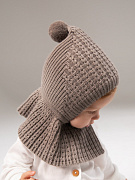 Шапка-шлем вязаная AmaroBaby Bonny зимняя с утеплителем ЧЗ коричневый 40