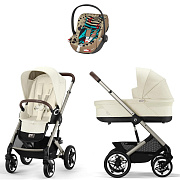 Коляска Cybex Talos S Lux TPE complete Cloud T One Love 3 в 1 Seashell Beige с дождевиками