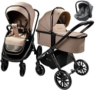 Детская коляска AmaroBaby Motus V2 3 в 1 с автокреслом Rant Miro Olive мокко
