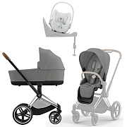 Коляска Cybex Priam IV Chrome Brown complete Cloud T Urban Mobility White Base T 4 в 1 Mirage Grey