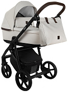 Детская коляска Roan Esso 2025 Кожа 2 в 1 ESSK/213/1 Island Stone /Black/руч.Тем.коричневый