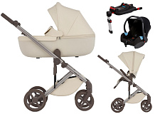 Детская коляска Anex Eli 4 в 1 без рюкзака и автокресло Biuco BC100B + база Anex Karwala ISOFix Milky