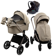 Детская коляска AmaroBaby Genius 3 в 1 с автокреслом Rant Miro Brown бежевый
