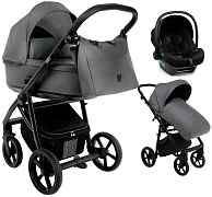 Детская коляска Roan Esso 2025 3 в 1 с автокреслом Tutis Elo Lux Black ESS114/1 Grey/Black