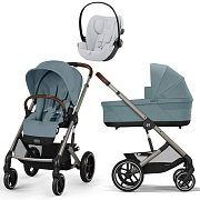 Коляска Cybex Balios S Lux TPE complete Cloud G Fog Grey 3 в 1 Stormy Blue с дождевиками