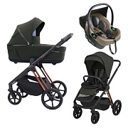 Детская коляска 3 в 1 Espiro Miloo 2025 и автокресло Pi Begie 204 luxury green / Бежевый (Beige 109)