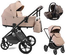 Детская коляска Peppy Soho 3 в 1 с автокреслом Verona Brown Rose (пыльная роза), рама серо-бежевый