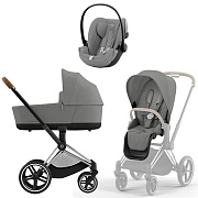 Коляска Cybex Priam IV Chrome Brown complete и автокресло Cloud G i-Size Stone Grey Plus 3 в 1 Mirage Grey