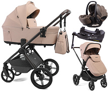Детская коляска Peppy Soho 4 в 1 с автокреслом Verona Brown и базой Rose (пыльная роза), рама серо-бежевый