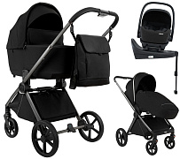 Детская коляска Pituso Teffy 4 в 1 с автокреслом Baesa Black с базой Caviar Black/Graphite
