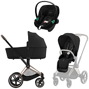 Коляска 3 в 1 Cybex Priam IV Rosegold complete и автокресло Aton S2 i-Size Moon Black Sepia Black