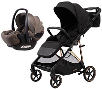 Прогулочная коляска Peppy Amici с автокреслом Verona Brown Black рама Gold