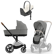 Коляска Cybex Priam IV Chrome Brown complete Cloud T Off White Plus Base T 4 в 1 Mirage Grey