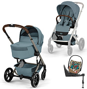 Коляска Cybex Balios S Lux Fold Cot TPE Cloud T One Love Base T 4 в 1 Stormy Blue с дождевиками