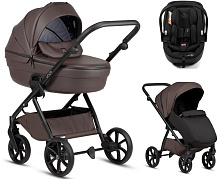 Детская коляска Tutis Uno 6 Plus Leather collection 3 в 1 с автокреслом Beno Black 1602177 Cioccolata