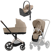 Коляска Cybex Priam IV Rosegold complete Cloud T Cozy Beige Plus Base T 3 в 1 Cozy Beige
