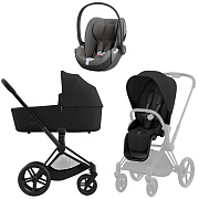 Коляска 3 в 1 Cybex Priam IV Matt Black complete и автокресло Cloud T i-Size Mirage Grey Sepia Black