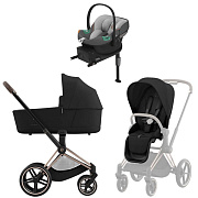 Коляска Cybex Priam IV Rosegold complete Aton S2 Lava Grey Base One 4 в 1 Sepia Black