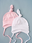Шапочка с завязками Little Star Узелок 2 шт 38422 (ЧЗ-мз) белый/розовый 38