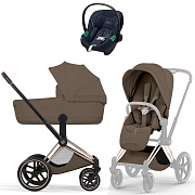 Коляска Cybex Priam V Rosegold Style Aton S2 Ocean Blue 3 в 1 Coconut Brown