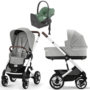 Коляска Cybex Talos S Lux SLV complete Cloud T Leaf Green Plus Base T 4 в 1 Stone Grey с дождевиками