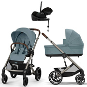 Коляска Cybex Balios S Lux TPE complete Cloud G Moon Black Plus Base G 4 в 1 Stormy Blue с дождевиками