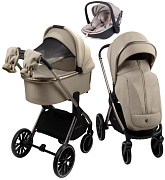 Детская коляска AmaroBaby Genius 3 в 1 с автокреслом Rant Miro Beige бежевый