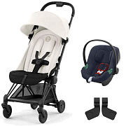 Коляска Cybex Coya Matt Black Frame Aton B2 i-Size Bay Blue Off White с дождевиком и бампером