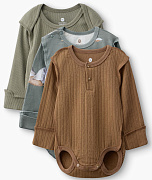 Боди с длинным рукавом Happy baby 90149-0 ЧЗ зелено-коричневый / green-brown
