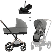 Коляска Cybex Priam IV Rosegold complete Cloud G3 Magic Black Base G3 4 в 1 Mirage Grey
