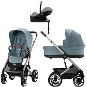 Коляска Cybex Talos S Lux TPE complete Cloud G Stone Grey Plus Base G 4 в 1 Stormy Blue с дождевиками